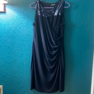 Beautiful semi formal dress, navy blue with sequin details, ready to party!